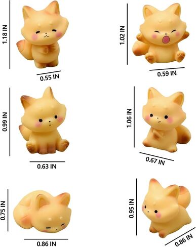 Mini Fox Figurine Cute Car Accessories Interior, 6 Pcs Foxs Statue for Dashboard Decorations, Rearview Mirror Ornaments Funny Gifts for Women in Saudi Arabia