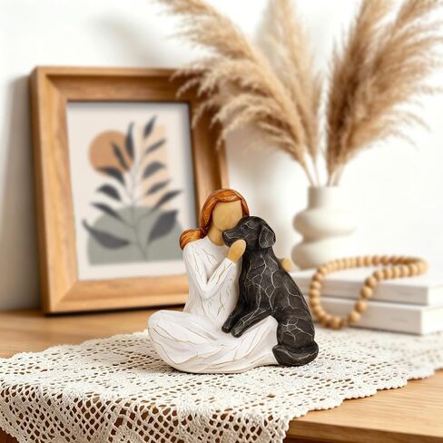 Dogs Memorials Gifts for Loss of Dog, Pet Sympathy Keepsake Decor | Resin Hand-Painted Dog Figurine Remembrance Gift for Pet Owners (Cuddle My Black Dog) in Kuwait
