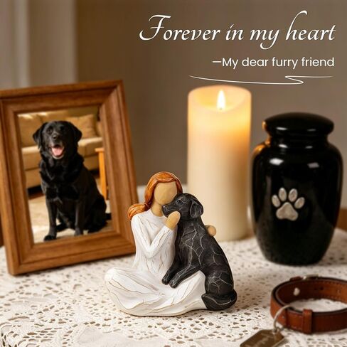 Dogs Memorials Gifts for Loss of Dog, Pet Sympathy Keepsake Decor | Resin Hand-Painted Dog Figurine Remembrance Gift for Pet Owners (Cuddle My Black Dog) in Kuwait