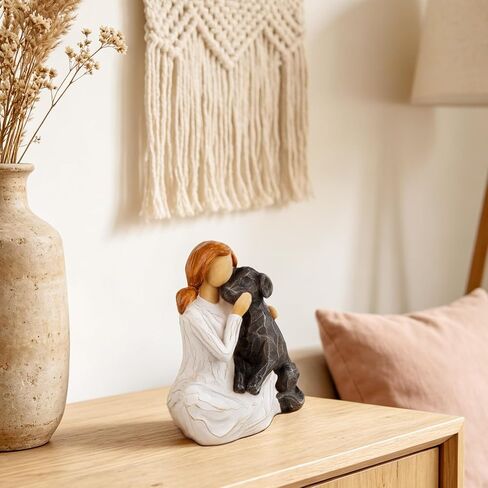 Dogs Memorials Gifts for Loss of Dog, Pet Sympathy Keepsake Decor | Resin Hand-Painted Dog Figurine Remembrance Gift for Pet Owners (Cuddle My Black Dog) in Kuwait