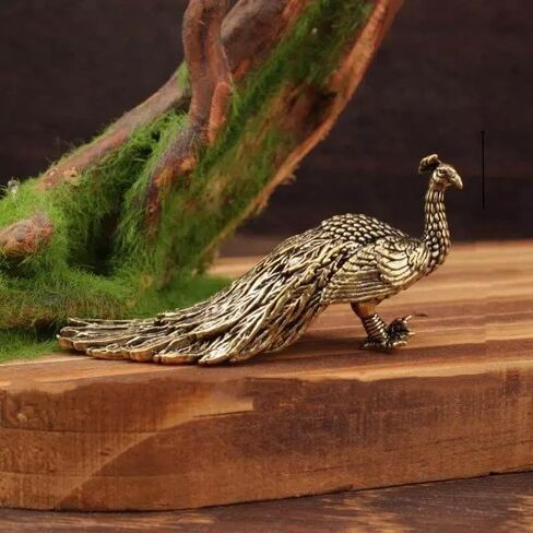 1pc Peacock Ornament Home Decor Statue Figure Brass Chinese Handicraft Decoration Small Brass Ornament in Kuwait