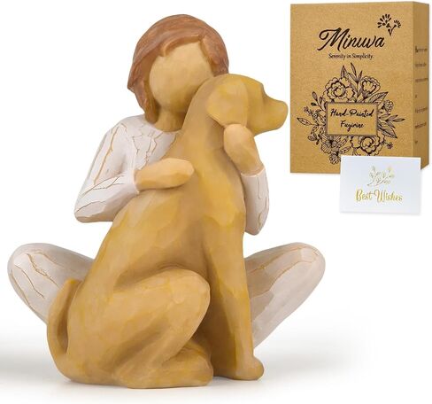 Dogs Memorials Gifts for Loss of Dog, Pet Sympathy Keepsake Decor | Resin Hand-Painted Dog Figurine Remembrance Gift for Pet Owners (Cuddle My Black Dog) in Kuwait