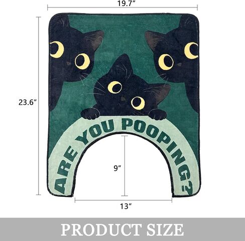 Short Plush Fun Toilet Rug Black Cat U Shaped Bathroom Rugs Toilet Mat Cute Contour Rug Non Slip Water Absorbent Funny Bathroom Decor Washable Green Toilet Rug 24x20 Inches in Saudi Arabia