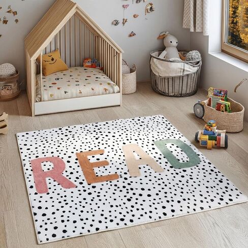 Dunzy Boho Classroom Read Rug 47x39 Inch Reading Corner Rug Back to School Decor Soft Pastel Anti Skid Read Carpets for Back to School Classroom Library Preschool Nursery Daycare Playroom in Kuwait