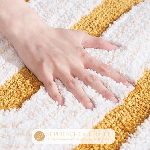 Unique Boho Bathroom Rugs, Cute Bath Mat with Funky Design, Fun Bohemian Decor for Bathroom Bedroom, Machine Washable Soft Non-Slip Bath Rug, 30" X 20", Mustard Yellow in Kuwait
