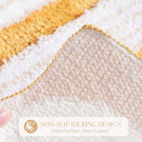 Unique Boho Bathroom Rugs, Cute Bath Mat with Funky Design, Fun Bohemian Decor for Bathroom Bedroom, Machine Washable Soft Non-Slip Bath Rug, 30" X 20", Mustard Yellow in Kuwait
