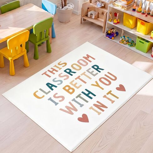 Dunzy Boho Classroom Read Rug 47x39 Inch Reading Corner Rug Back to School Decor Soft Pastel Anti Skid Read Carpets for Back to School Classroom Library Preschool Nursery Daycare Playroom in Kuwait