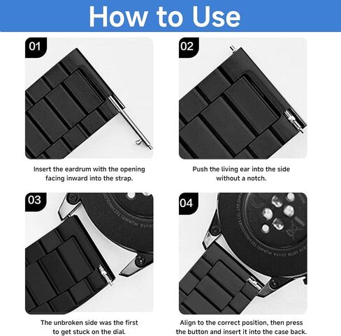 Metal Watch Band for Men, 22mm Quick Release Stainless Steel Watch Bracelet with Black Finish, Heavy Duty Chain Strap Replacement and Classic, Business Style in Saudi Arabia