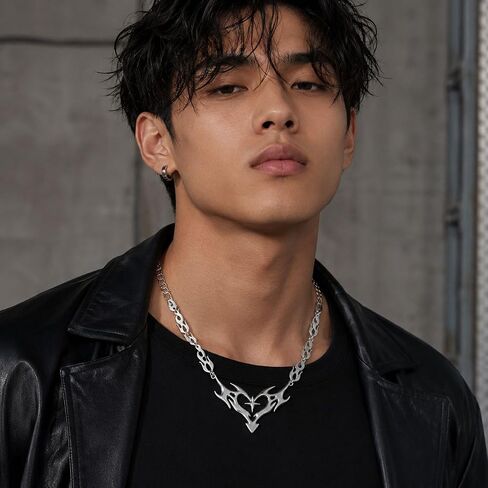 Long tiantian Barbed Wire Necklace for Women Men Gothic Vintage Punk Necklace Y2K Statement Jewelry Fashion Goth Accessories in Kuwait