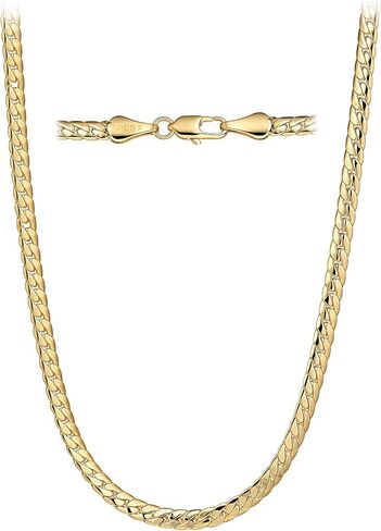 4mm Gold Chain Necklaces for Women 3.2mm 14K Gold Flat Snake Chains Simple Layered Herringbone Choker Necklace Non-tarnish Unisex Gold Jewelry Gifts Fade Resistant Lifetime Quality in Saudi Arabia