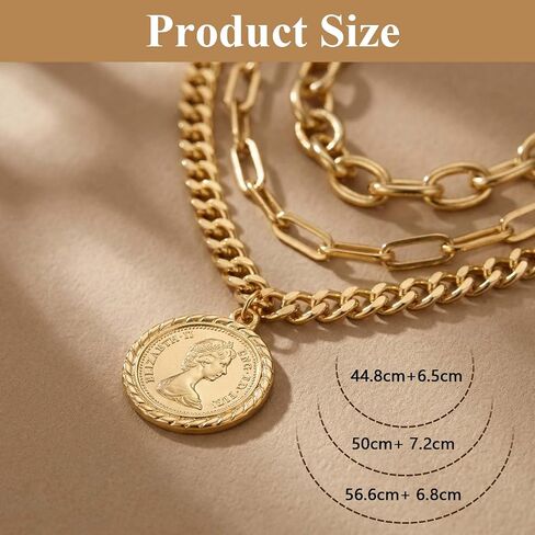QCWN Chunky Necklace Stack for Women Chunky Necklace Paperclip Chain Cross Beaded Ball OT Toggle Heart Pendant Necklace Chunky Jewelry Set Statement Jewelry Heart Pendant Necklace Chunky Jewelry Set in Saudi Arabia