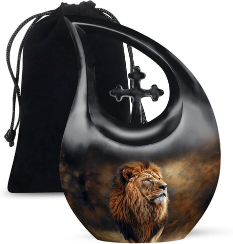 Blue Lion Urn - Large Burial Urn for Men and Women - Tear Drop Adult Cremation Urns for Human Ashes Male & Female - 10 Inch, Large Holder in Saudi Arabia