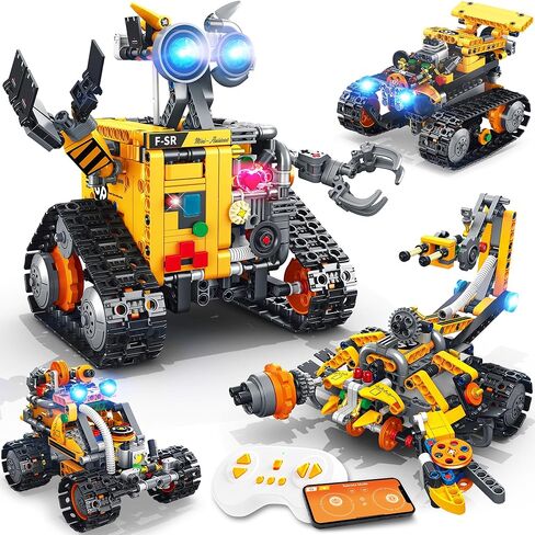 Robot Toys Building Set for Kids and Adults, Rechargeable 4-in-1 Remote & APP Controlled RC Wall Robotics Kit STEM Toys, Christmas Birthday Gifts for Boys Ages 6 7 8-12 (588 Pcs) in Kuwait
