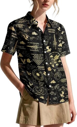 99TIMORO Fantasy Character Button Shirt Women, Novel Movie Themed Button Short Sleeve for Valentine's Day in Saudi Arabia