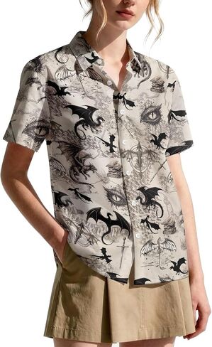 99TIMORO Fantasy Character Button Shirt Women, Novel Movie Themed Button Short Sleeve for Valentine's Day in Saudi Arabia