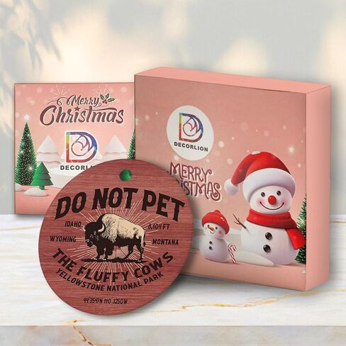 Christmas Ornament - Do Not Pet The Fluffy Cows Ceramic Ornament, Yellowstone National Park Bison Souvenir – Funny Wildlife Gift for National Park Lovers, Hikers, and Travelers in Saudi Arabia