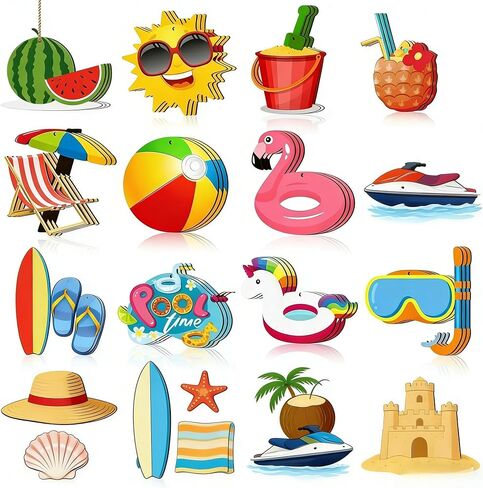 24 Pieces Beach Wood Hanging Ornaments Beach Wooden Slices Coconut Pendant Tags Winter Summer Tree Decorationswith String for Luau Hawaiian Party Supplies in Saudi Arabia