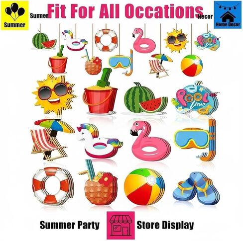 24 Pieces Beach Wood Hanging Ornaments Beach Wooden Slices Coconut Pendant Tags Winter Summer Tree Decorationswith String for Luau Hawaiian Party Supplies in Saudi Arabia