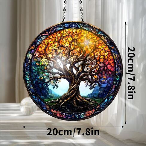 Colorful Acrylic Suncatcher, Sun Catchers Tree of Life Hanging Window Decoration, Rainbow Maker Wall Art, for Balcony Indoor Outdoor Garden Christmas Ornaments Decor 7.8x7.8 Inch CH#122 in Kuwait