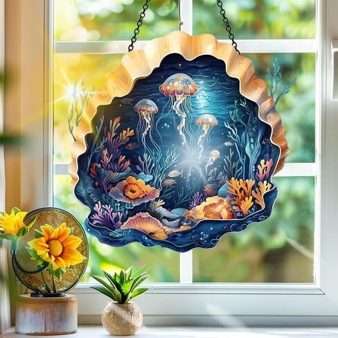 Colorful Acrylic Suncatcher, Sun Catchers Tree of Life Hanging Window Decoration, Rainbow Maker Wall Art, for Balcony Indoor Outdoor Garden Christmas Ornaments Decor 7.8x7.8 Inch CH#122 in Kuwait
