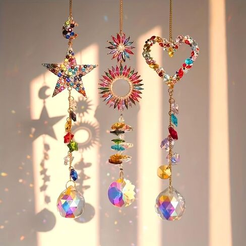 3 قطعة نافذة كريستال Suncatcher معلقة صانع قوس قزح لامعة الراين المنشور المعلقات حديقة المنزل حديقة السيارة ديكور in Kuwait