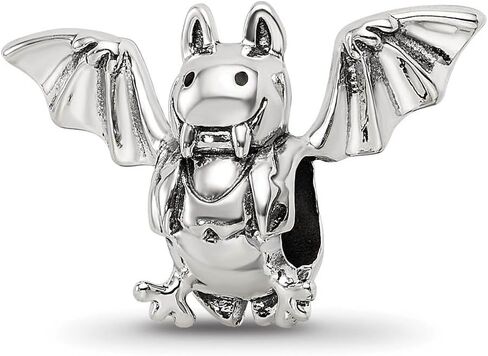The Black Bow Vampire Bat Bead Charm in Antiqued Sterling Silver in Saudi Arabia