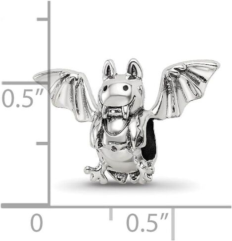 The Black Bow Vampire Bat Bead Charm in Antiqued Sterling Silver in Saudi Arabia