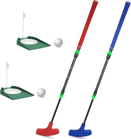 Golf Putter, 2 Pack Golf Putters for Men & Women Two-Way Mini Putter Right or Left Handed Golfers Adjustable Training Club Golf Set with 2 Balls & 2 Flag Cups for Kids,Teenagers, Adults, Blue & Red in Kuwait