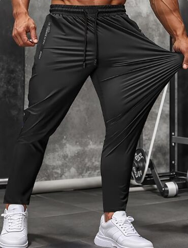 Printed Zipper Ice Pants Men's Summer Thin Casual Sports Trousers in Kuwait