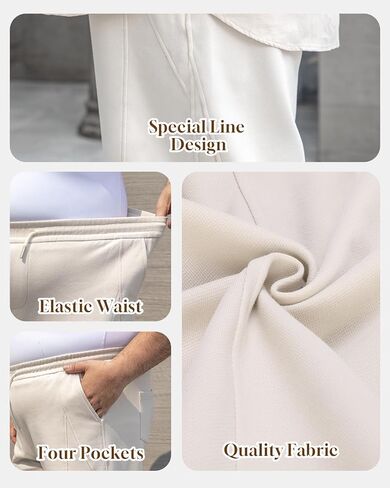 Men’s Big & Tall Casual Pants, Loose Fit Straight Leg Pants for Men, Baggy Trousers with Elastic Drawstring Waist in Saudi Arabia