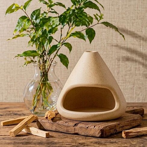 Ceramic Sage Smudge Burner with Ash Catcher – Handmade 4-in-1 Palo Santo & Incense Holder for Meditation, Yoga & Home Decor in Kuwait