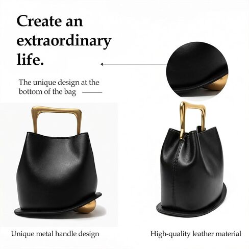 Women PU Leather Handbag Crossbody Shoulder Purse Top Handle Bucket Bag - Personalized Bucket Handbags - Adjustable Removable Strap Fashion Daily Satchel for Work Travel in Saudi Arabia