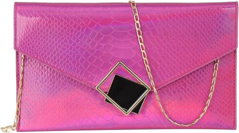 Snake Skin Genuine Leather Envelope Clutch for Women, Chain Crossbody Shoulder Bag Evening Handbag in Saudi Arabia