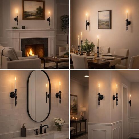 We Moment Black Wall Candle Sconces Set of 2, Vintage Candle Holders for Taper Candles, Classic Elegant Metal Candle Sconces for Bedroom Living Room Bathroom Farmhouse Rustic Home Decor in Saudi Arabia
