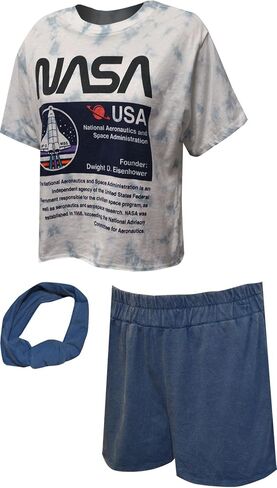 Mad Engine Womens NASA Tie Dye Intentionally Distressed Pajamas with Headband in Saudi Arabia