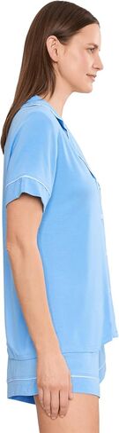 Eberjey Womens، Gisele TENCEL™ Modal Relaxed Shorts PJ Set، صيفي أزرق/أبيض، صغير 4.5 in Kuwait
