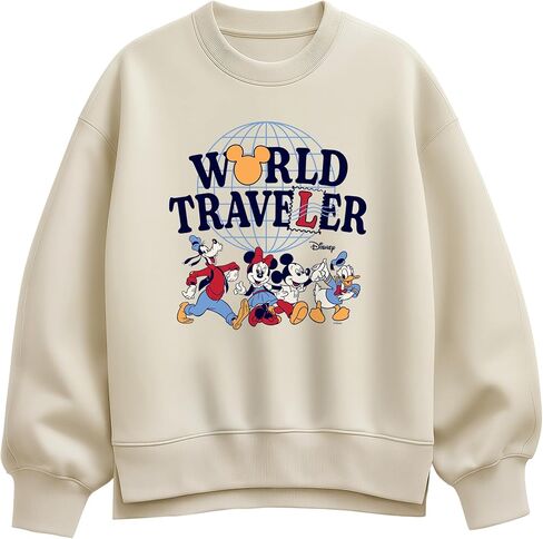 ديزني - World Traveler - سويت شيرت نسائي من الصوف كبير الحجم in Kuwait