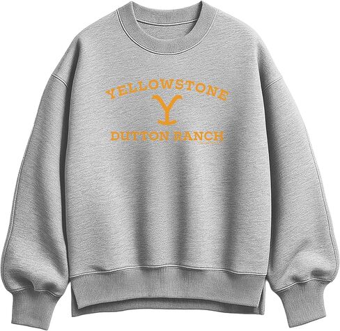HYBRID APPAREL Yellowstone - شعار Dutton Ranch - سويت شيرت نسائي كبير الحجم من الصوف in Kuwait