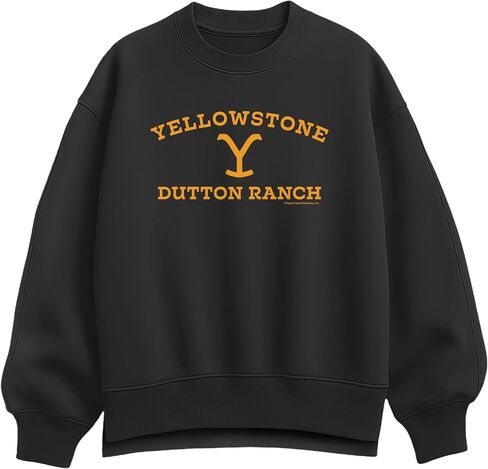 HYBRID APPAREL Yellowstone - شعار Dutton Ranch - سويت شيرت نسائي كبير الحجم من الصوف in Kuwait