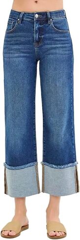 Risen Mid Rise Wide Cuffed 28.5" Jeans- Ivory Gem in Saudi Arabia