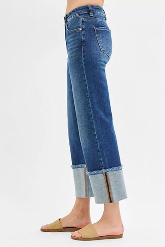 Risen Mid Rise Wide Cuffed 28.5" Jeans- Ivory Gem in Saudi Arabia