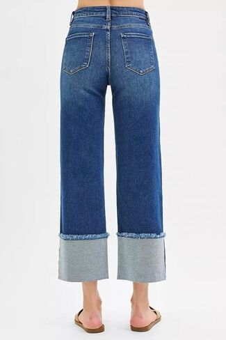Risen Mid Rise Wide Cuffed 28.5" Jeans- Ivory Gem in Saudi Arabia