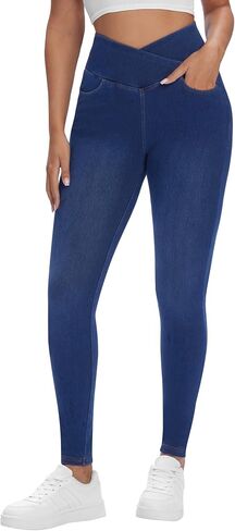 AVAMO Womens Jeans Stretchy Jeggings for Women with Pockets Pull on Tummy Control Skinny Sweatpant Jeans Denim Jean Leggings in Saudi Arabia