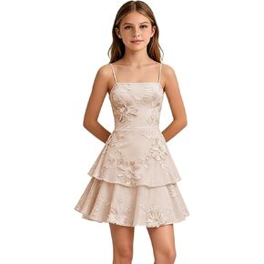 Short Homecoming Dresses for Girls Spaghetti Straps Lace Girls Prom Dress Mini Tiered Girls Formal Party Dresses in Saudi Arabia