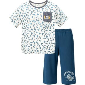LUCKYLI Toddler Boy's Clothing Sets Kids 2 Piece Summer Outfits Short Sleeve T-Shirt and Short Boys Clothes 3-8 Years in Kuwait