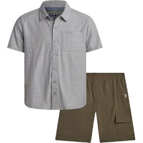 DKNY Boys Shorts Set - 2 Piece Short Sleeve Collared Button Down Shirt and Matching Shorts for Boys (Sizes: 8-12) in Kuwait