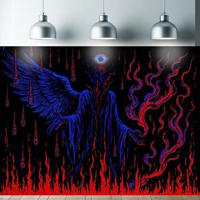 Starlit Patio Glitch Skull Blacklight Tapestry UV Reactive Wall Hanging Vaporwave Distortion Cyberpunk for Bedroom Dorm Living Room Glowing Trippy Horror Decor Fluorescent Poster 78 x 59 Inch in Saudi Arabia