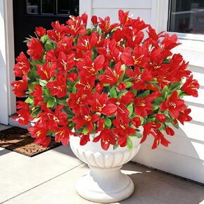 Ouddy Decor 8 Bundles Artificial Flowers for Outdoors, Fake Silk Flowers Azalea Plants UV Resistant for Summer Front Door Planter Garden Patio Window Box Balcony Walkway Home Decor, Purple in Saudi Arabia