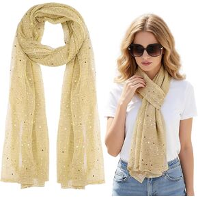 Gold Scarf, Rave Head Scarf, Sequin Rave Scarf, Lightweight Sheer Mesh, Sparkling Shiny Beach Wrap, Party Festival Accessory for Women in Saudi Arabia