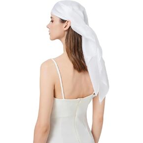 100% silk scarf for women-summer 35 inch square white mulberry silk head neck scarf for hair wrapping at night(FJ-White) in Kuwait
